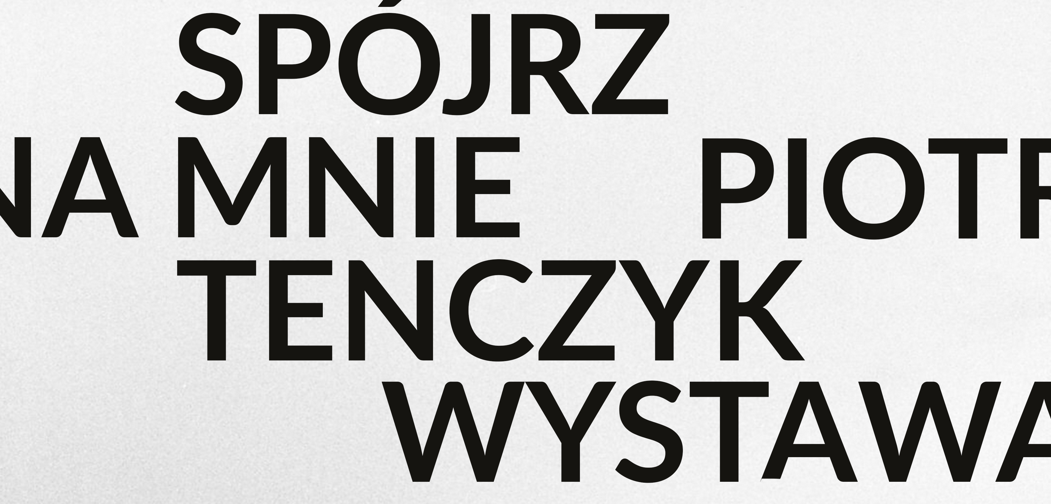 czarno-biały baner z nazwą wystawy i nazwiskiem autora